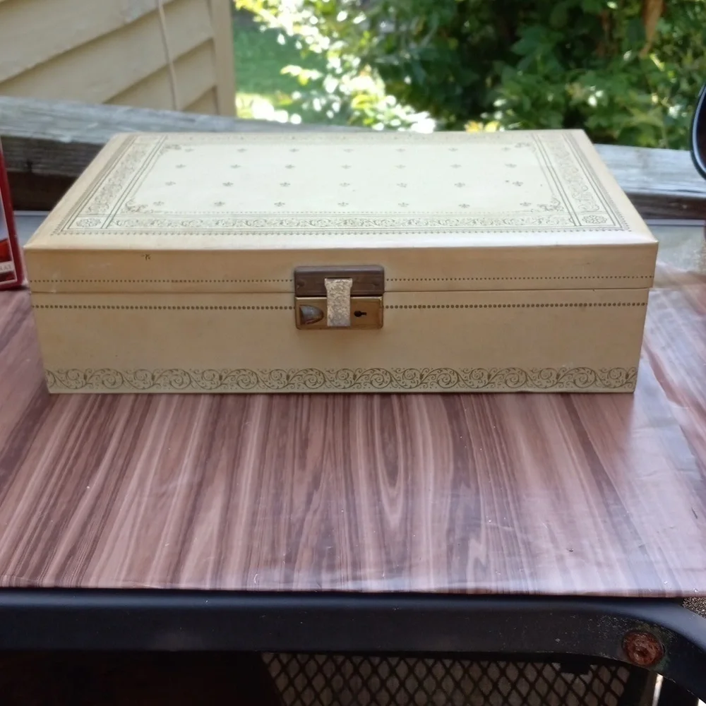 Vintage 1960s grandma's jewelry box red lined